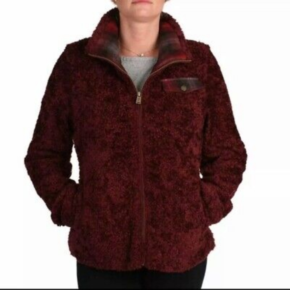 Pendleton maroon fleece full zip coat